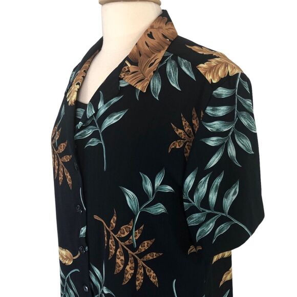 Studio I Career Casual Jacket Dress Tropical Motif Size 14 Navy Blue NWT - Picture 13 of 14